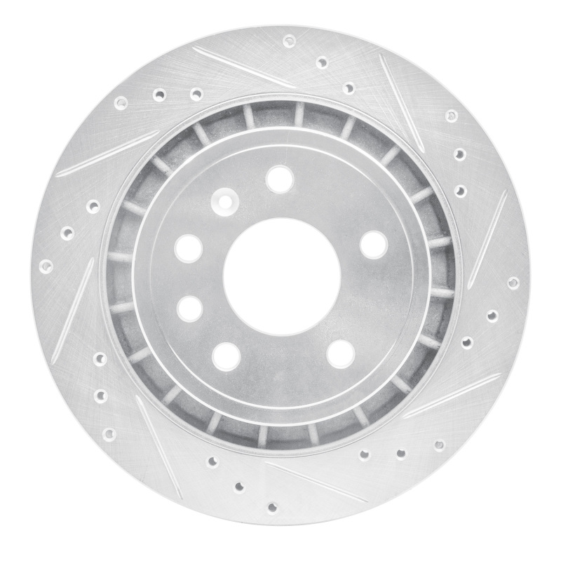 Saab 9-5 Brake Rotor (1) - Rear Right - R1 Concepts - Drilled & Slotted - Silver - `02-`10